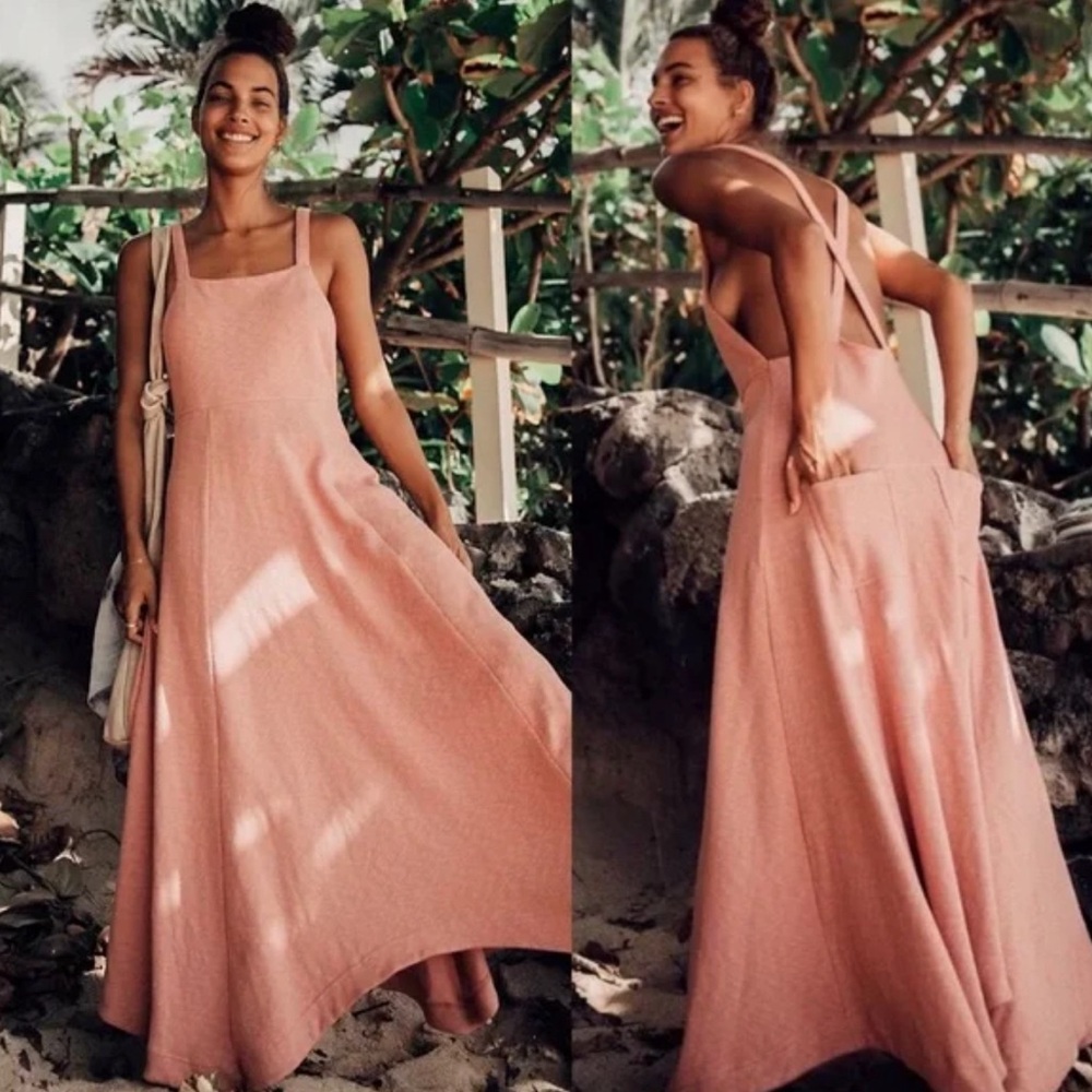 Free People Beach Stay Salty Midi Dress in Mauve Size Small